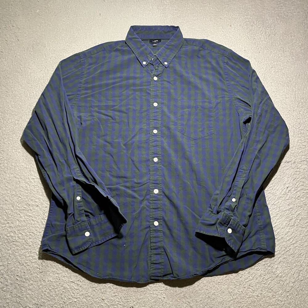 J Crew Shirt Mens XL Plaid Long Sleeve Button Down Preppy Cotton Casual